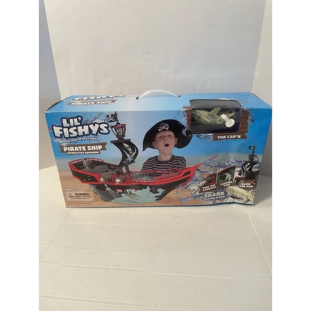 Lil Fishys Pirate Ship Interactive Aquarium The Cap'n Shark Motorized Water Pets
